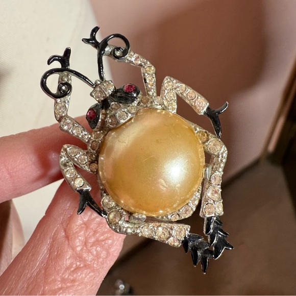 Vintage antique art deco 1920 1930 spider bug pearl dress clip brooch victorian - Picture 4 of 13